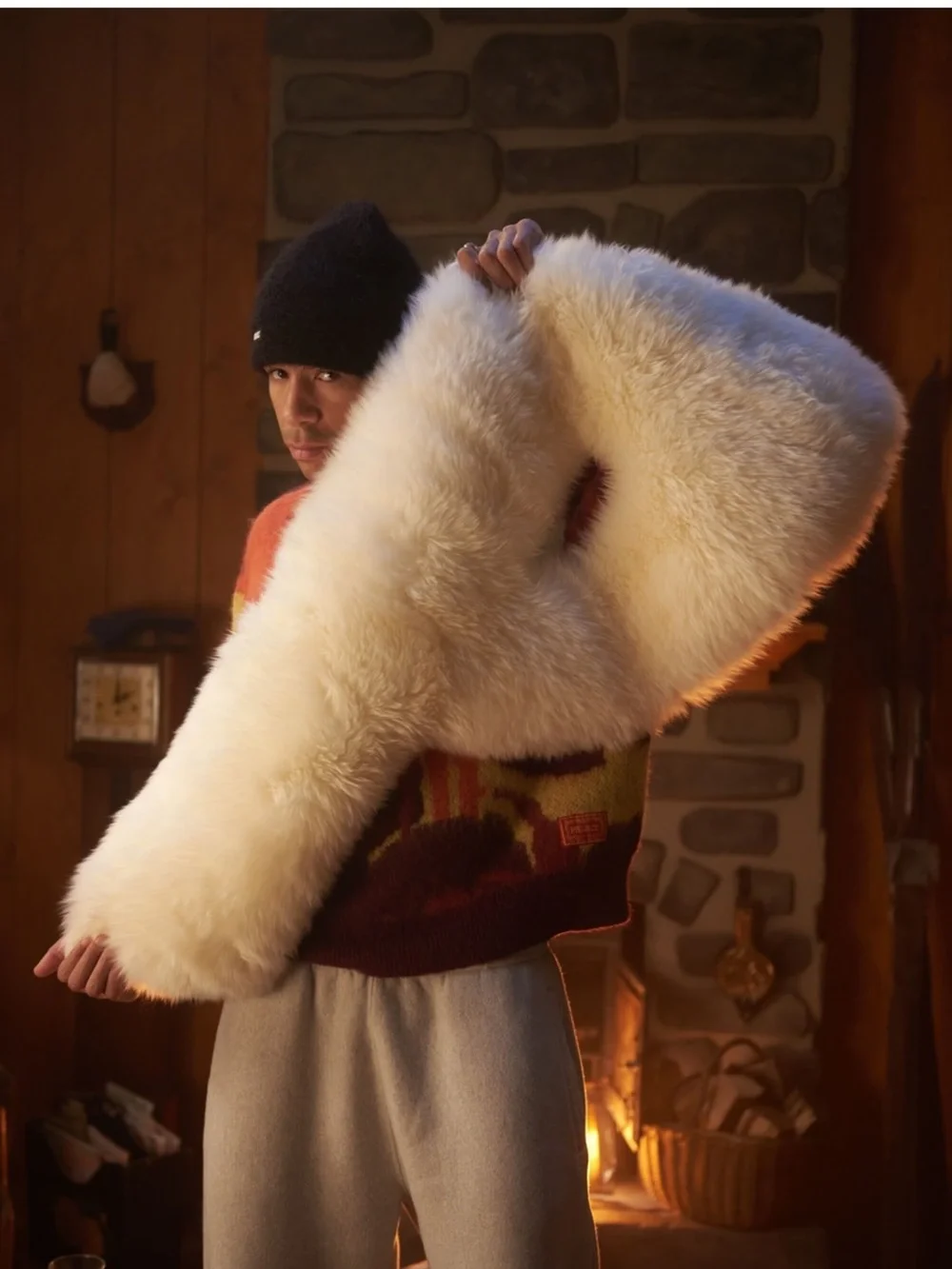 Palace x UGG Cream Sheepskin Fur Throw Rug